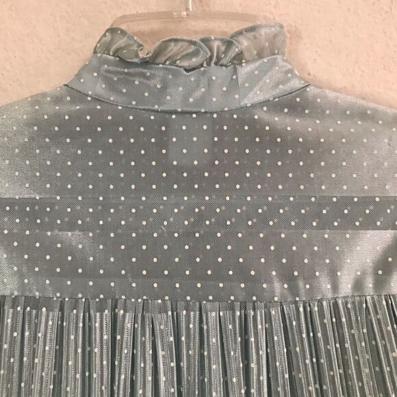 Vintage Discovery seafoam polkadot oversized robe dress 8* - Picture 8 of 16